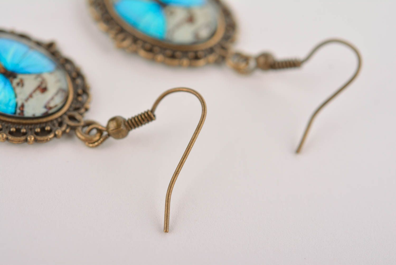 Unusual handmade metal earrings glass earrings cool jewelry designs  photo 5