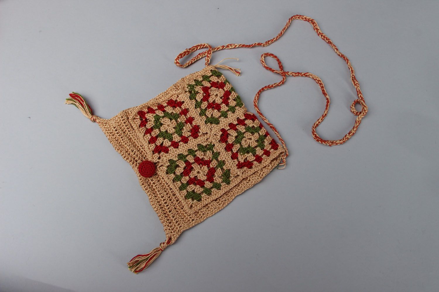 Sac à main ethnique tricoté au crochet photo 1