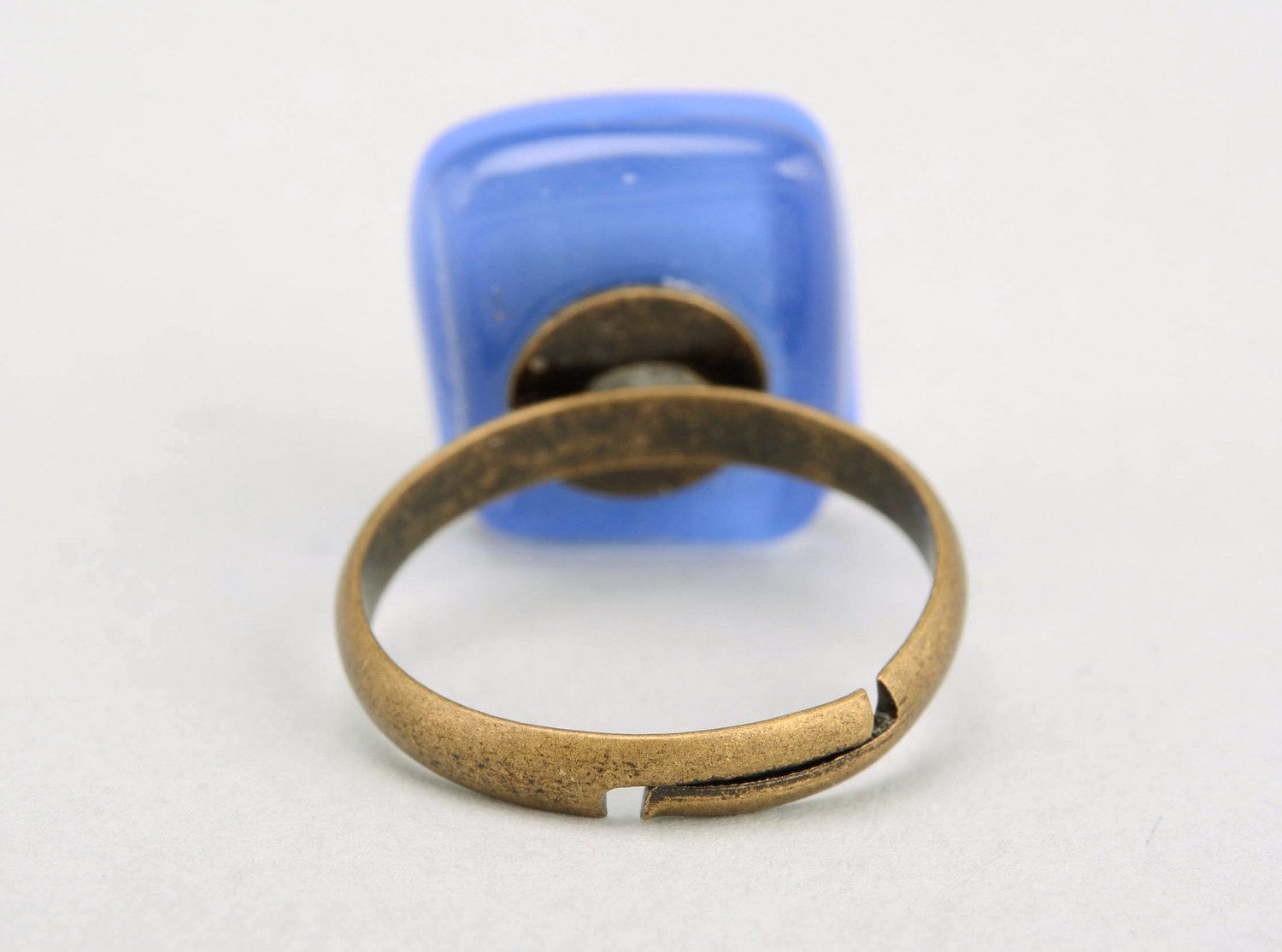 Перстень стеклянный желто-голубой фото 5