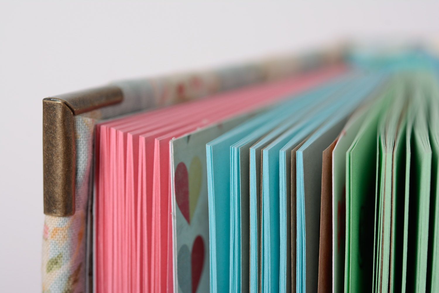 Beau carnet de notes fantaisie couverture en tissu pages multicolores fait main photo 4