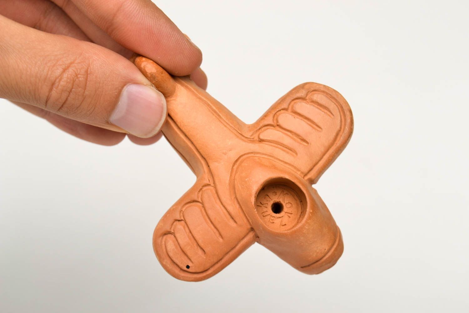 Keramik Handarbeit Rauch Pfeife Geschenk aus Ton kleine Tabakpfeife Flugzeug foto 2