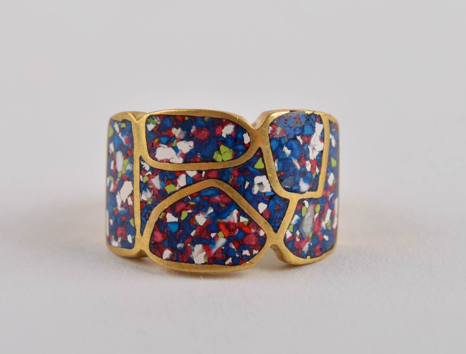 Кольцо ручной работы украшение из латуни модное кольцо стильное широкое фото 3