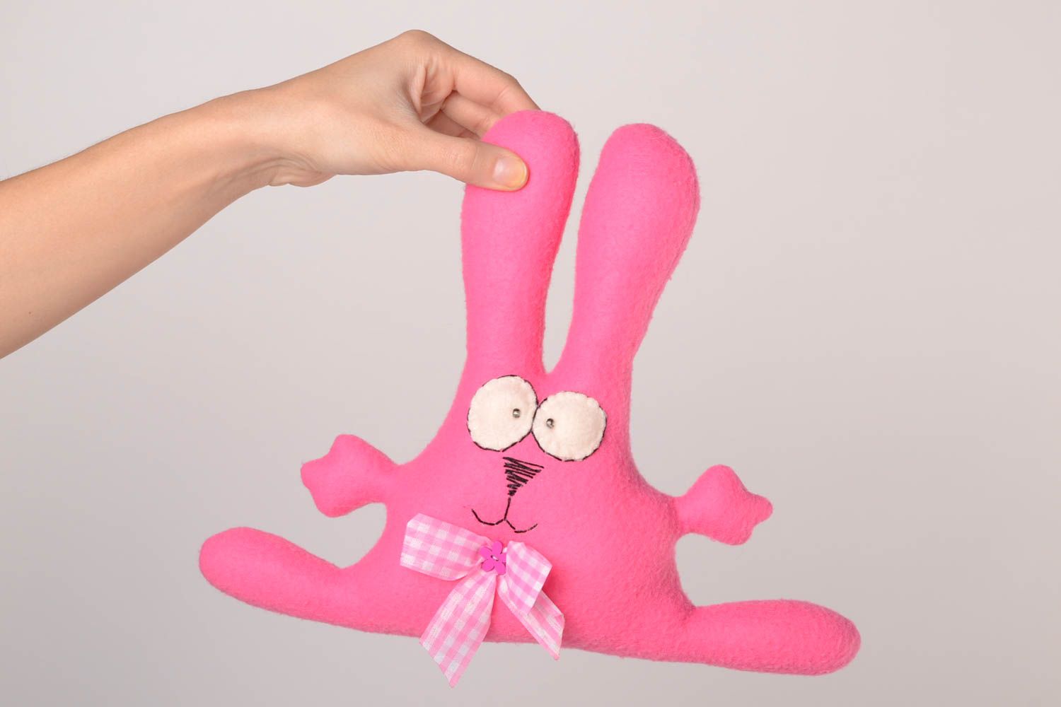 Lapin peluche fait main rose Jouet décoration design Cadeau pour enfant     photo 2