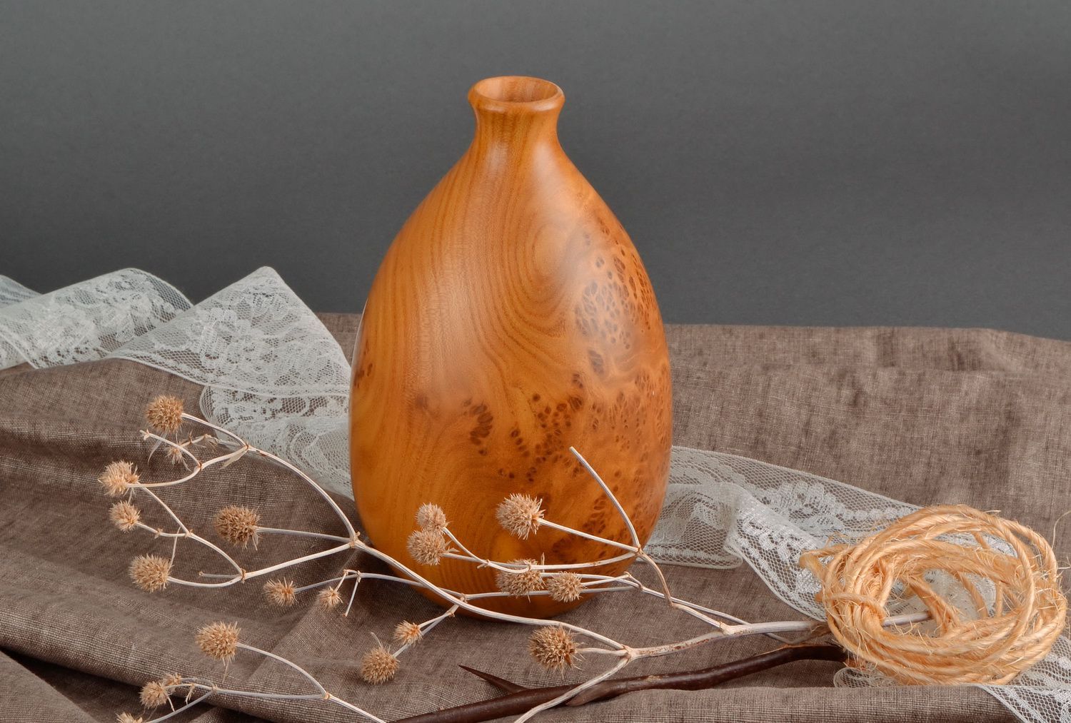 8 inches wooden handmade bottle shape vase for home décor 1,9 lb photo 1