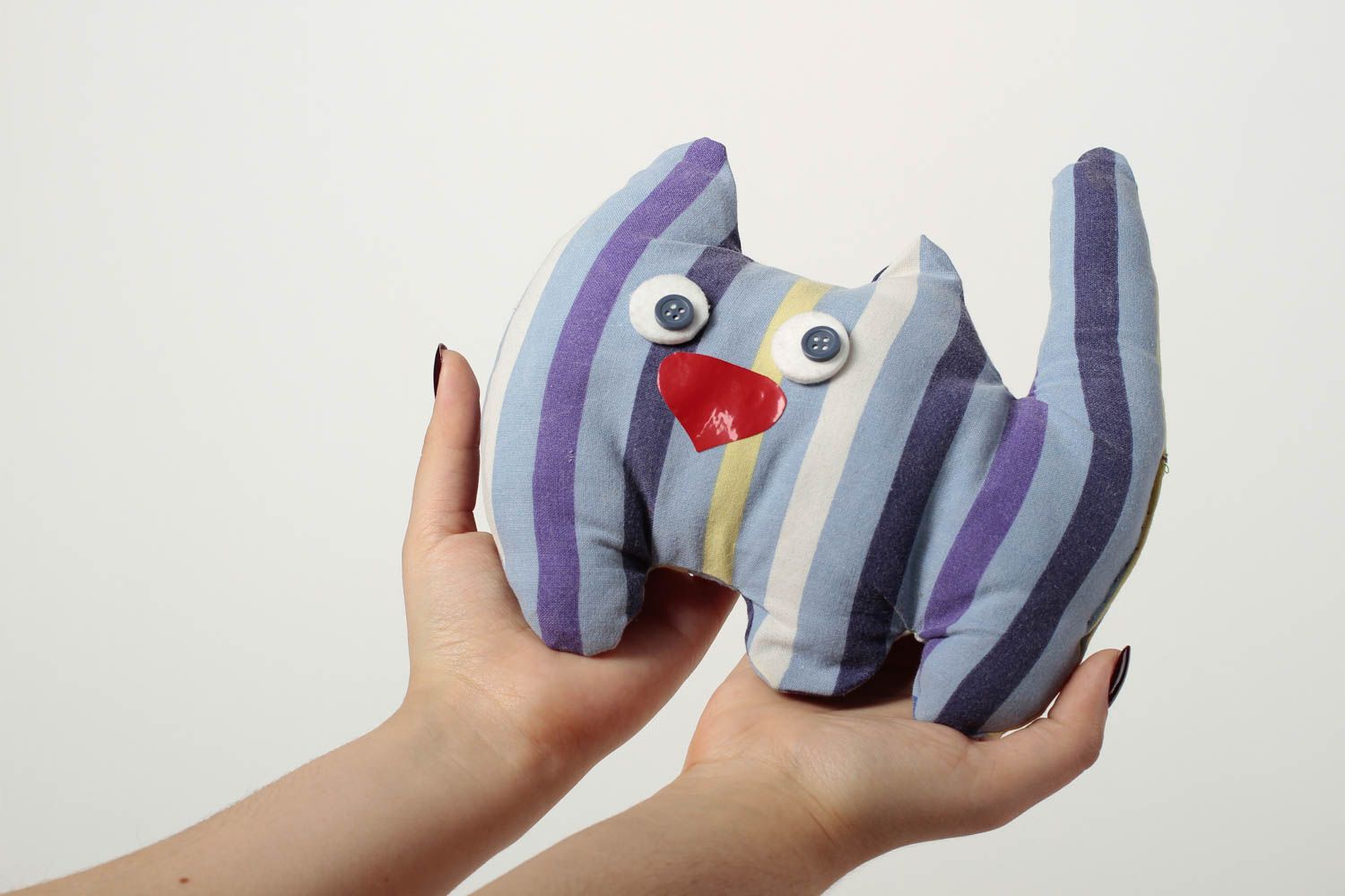 Игрушка кот ручной работы детская игрушка из ткани мягкая игрушка в полоску фото 5