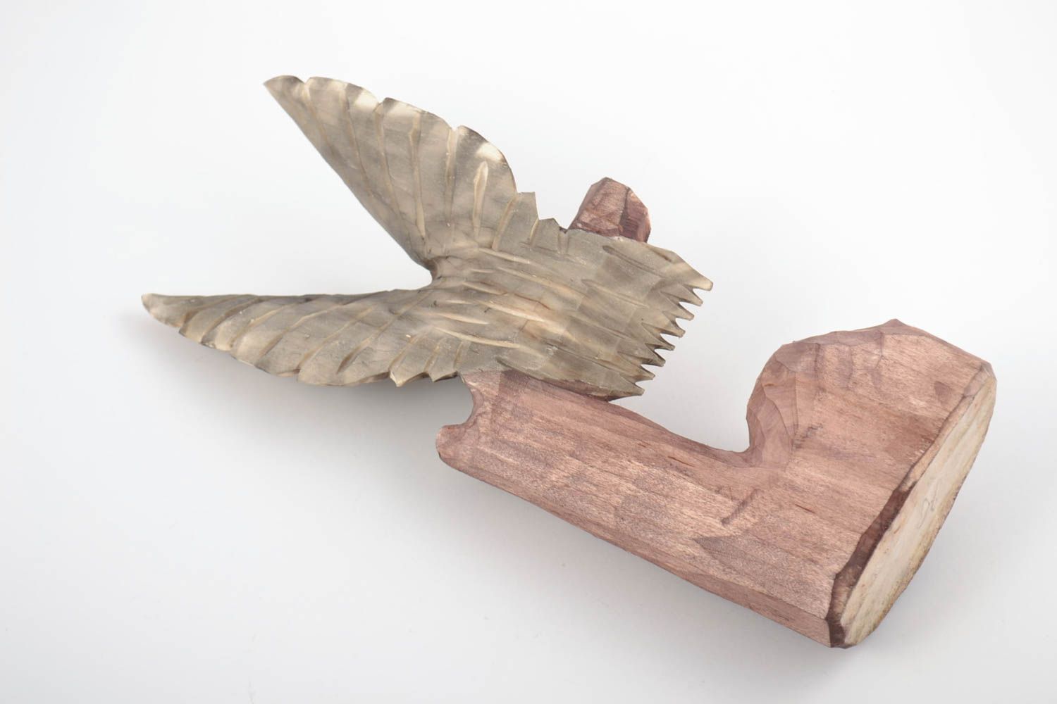 Handmade decorative figurine eagle carved of wood beautiful designer statuette photo 5