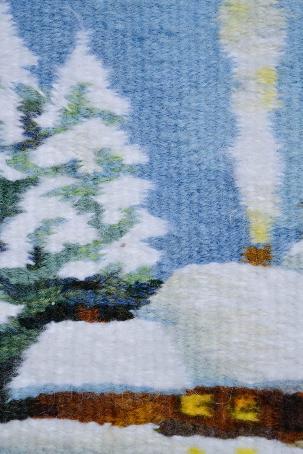 Гобелен в интерьере ручной работы панно на стену текстильное панно Зимняя ночь фото 4