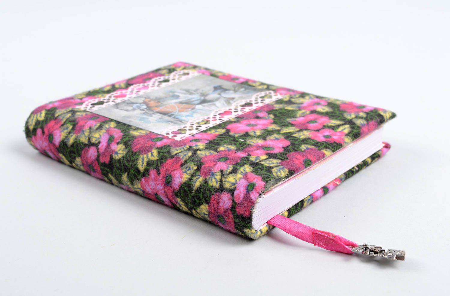 Carnet de notes Agenda fait main couverture florale Cadeau femme design photo 4