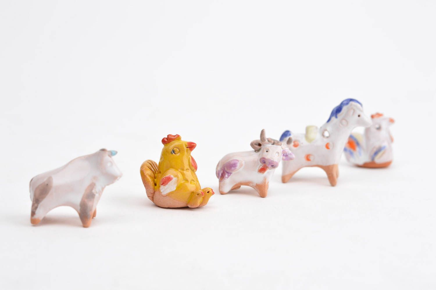 Handmade animal figurines 5 cute ceramic statuettes decorative use only photo 8