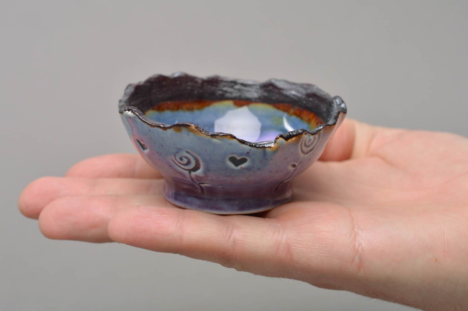 Handmade decor small colorful bowl made of majolica ceramics Inspiration photo 4