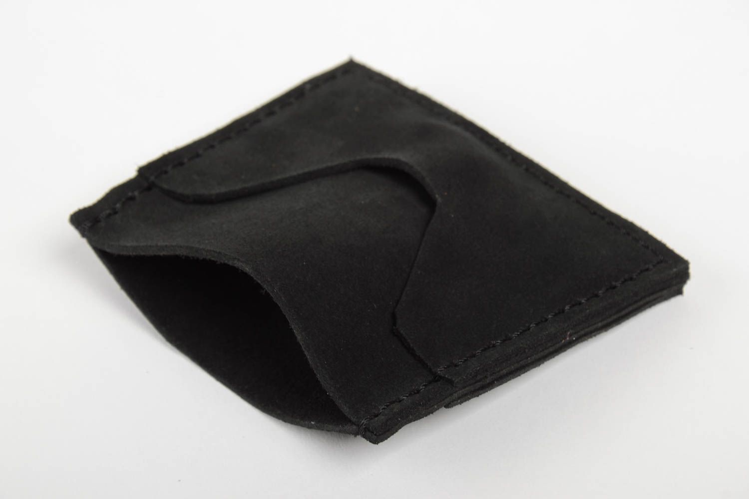 Черное портмоне из кожи ручной работы мужское оригинальный подарок авторское фото 5