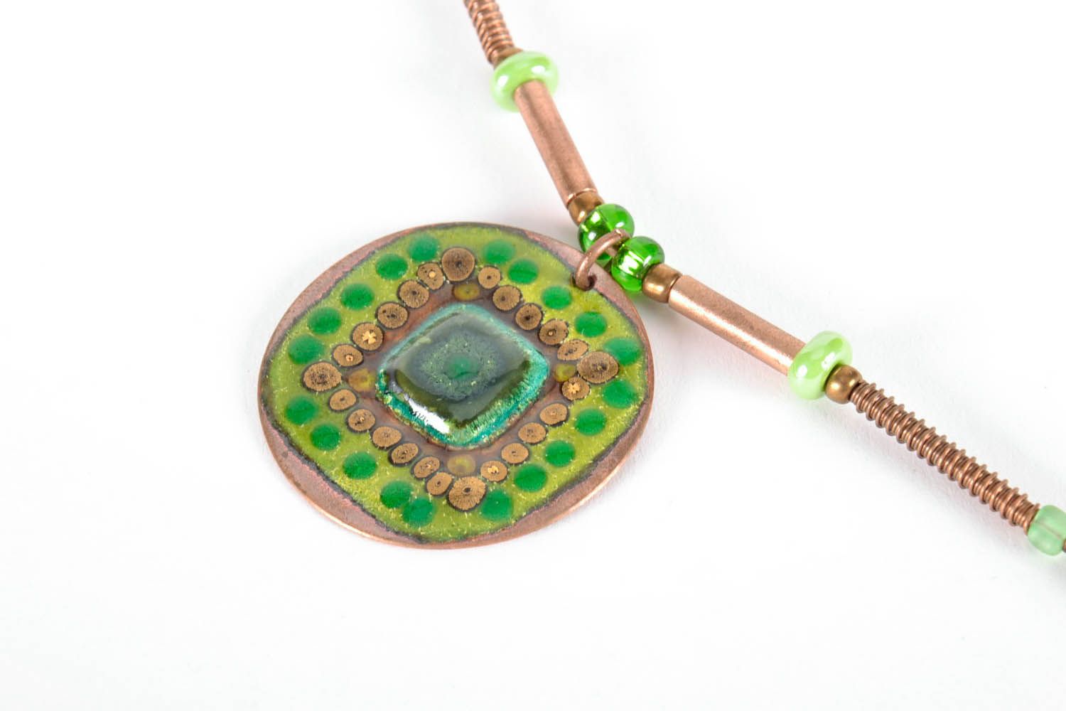 Copper pendant with hot enamel photo 2