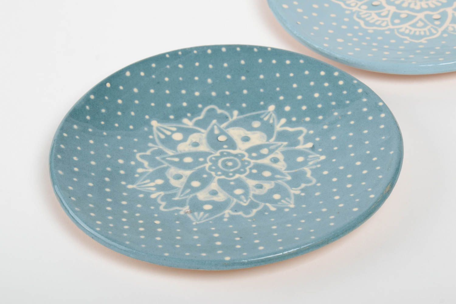 Teller Set handgemachte Keramik Teller Geschirr aus Ton Geschenk Idee 2 Stück foto 4