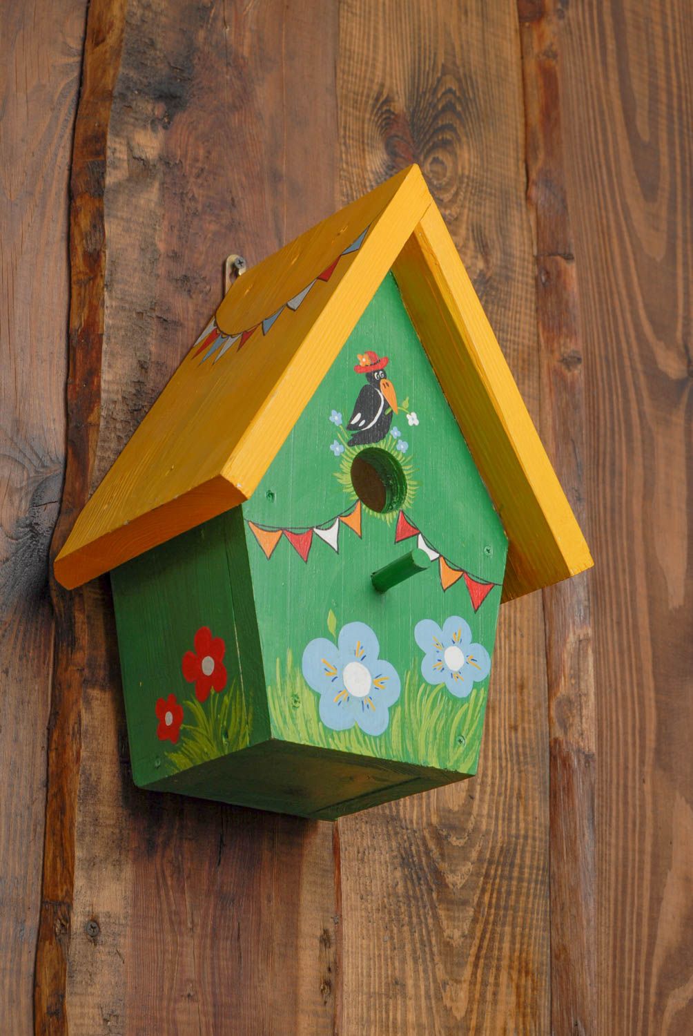 Bright painted wooden nest box photo 4