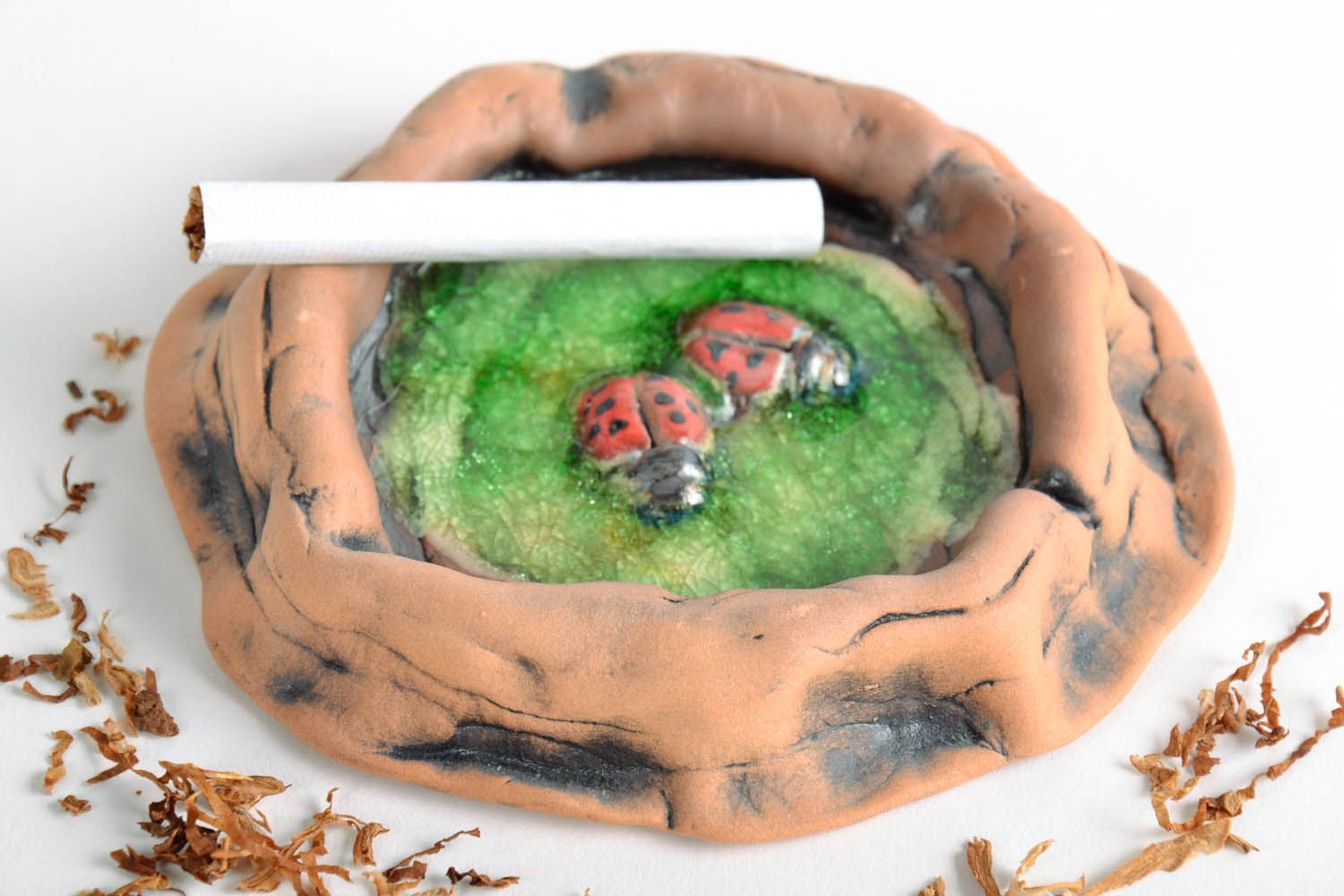 Homemade clay ashtray Ladybugs photo 1