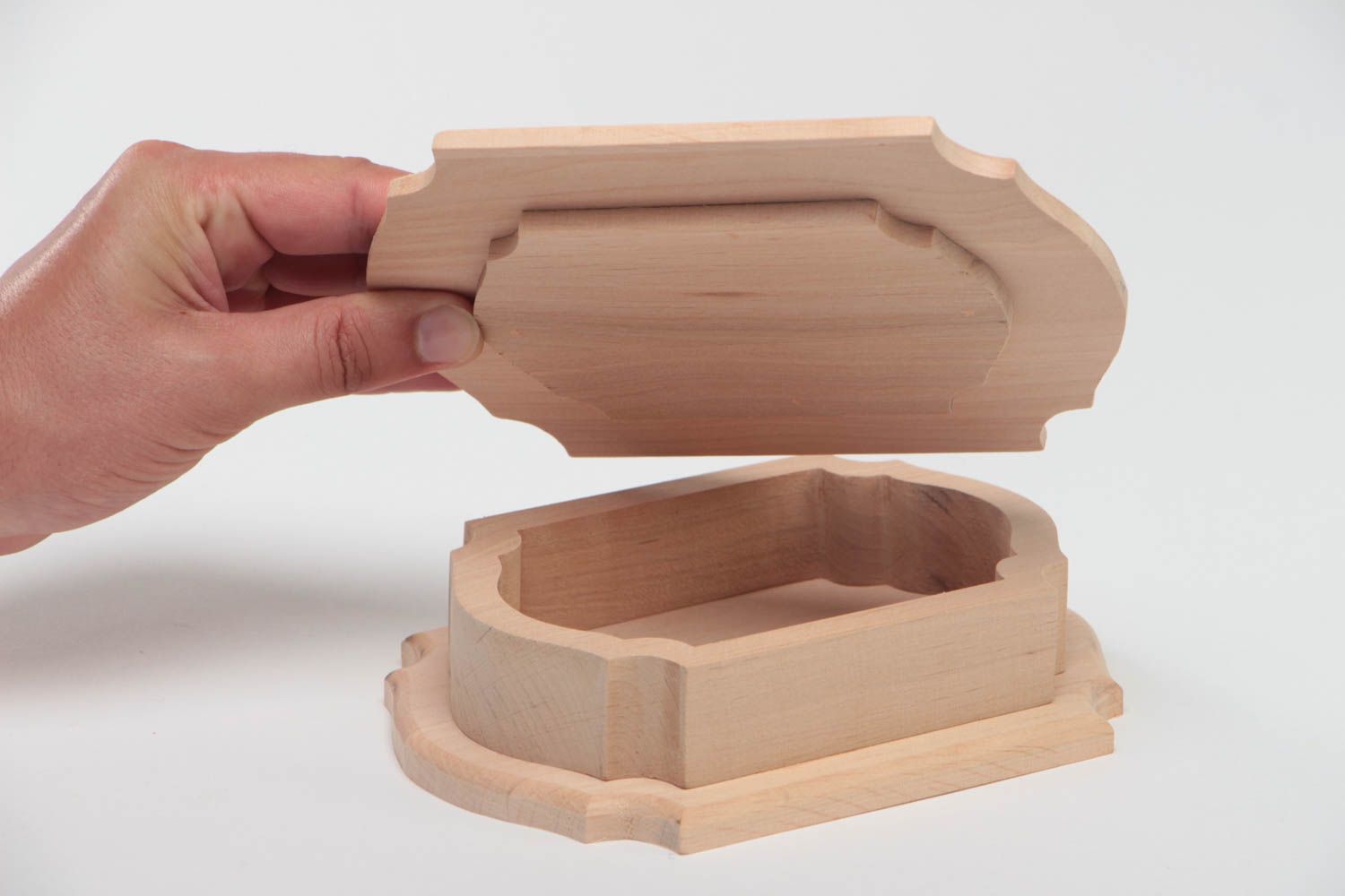 Pieza para manualidades hecha a mano de madera caja para joyas regalo creativo foto 5