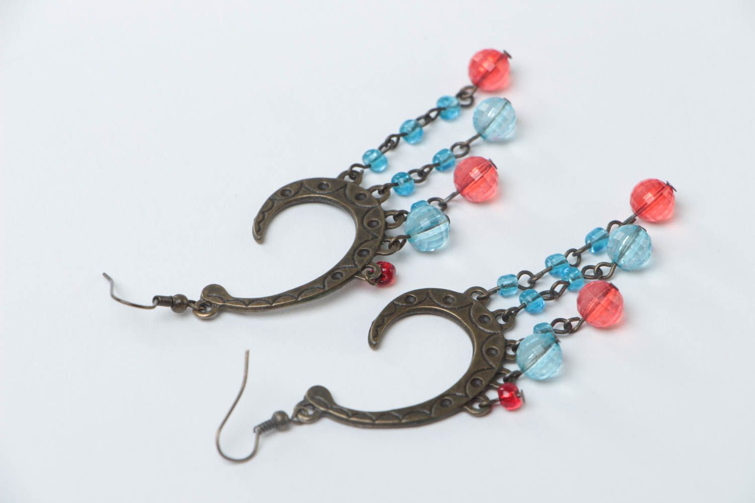 Handmade unusual cute earrings beaded designer earrings stylish accessory photo 4