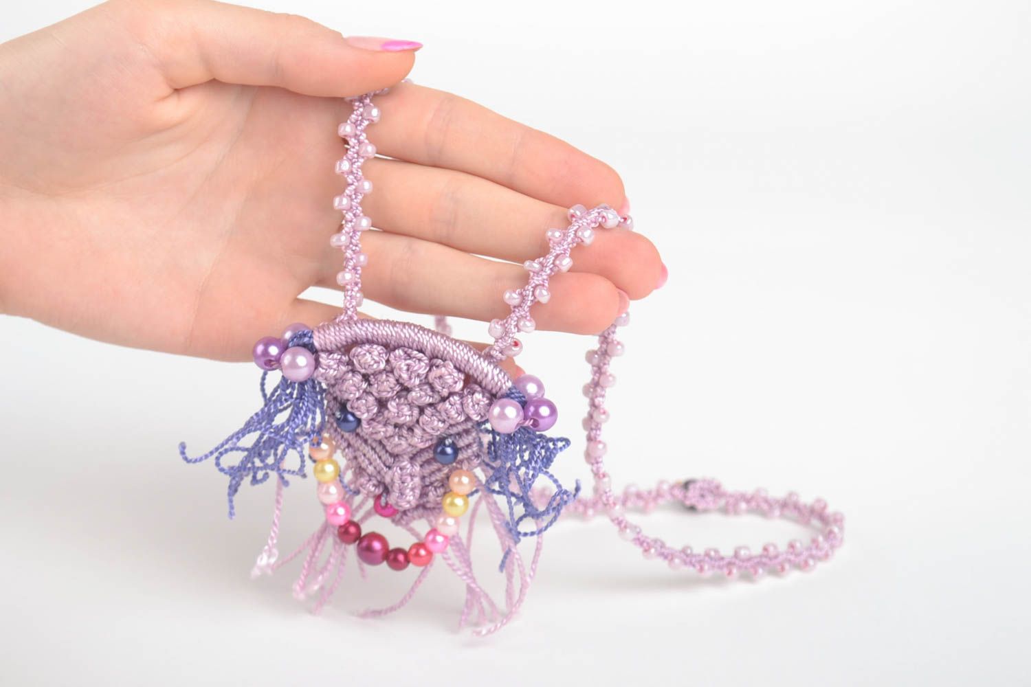 Handmade pendant designer pendant macrame pendant unusual jewelry gift ideas photo 5