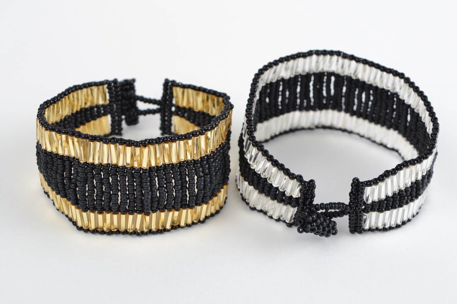 Bracelets en perles de rocaille Bijoux faits main larges 2 pièces Cadeau femme photo 3
