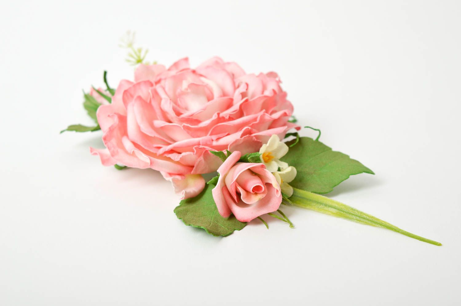 Заколка-цветок ручной работы украшение для волос авторский аксессуар Роза фото 3