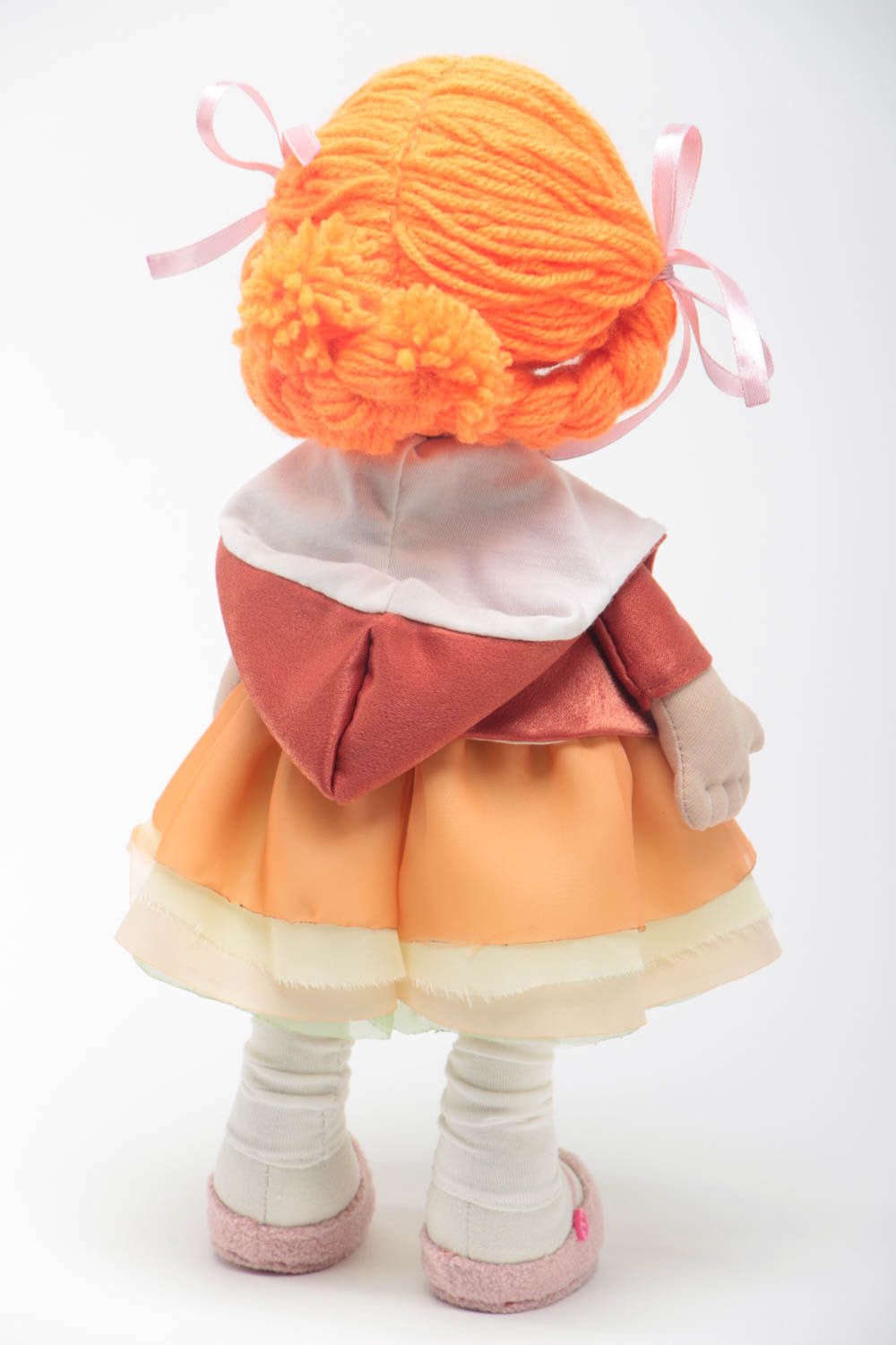 Handmade Designer Puppe in orange Kleidung Stoff Spielzeug schöne Puppe foto 4