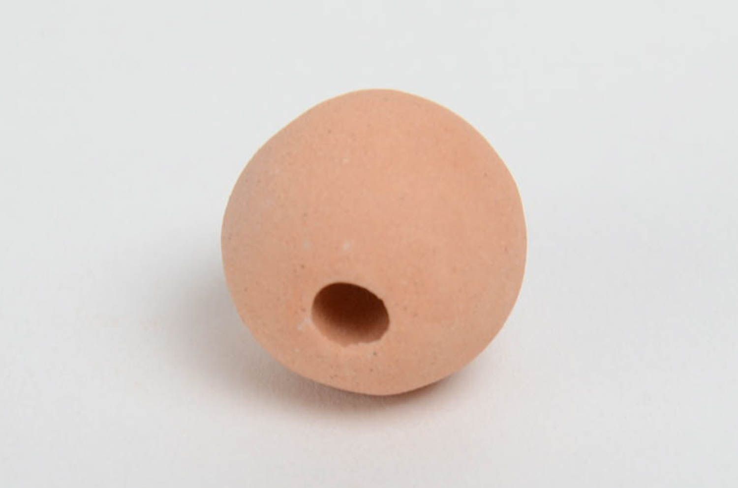 Handmade laconic brown round ceramic bead for designer jewelry making  photo 4