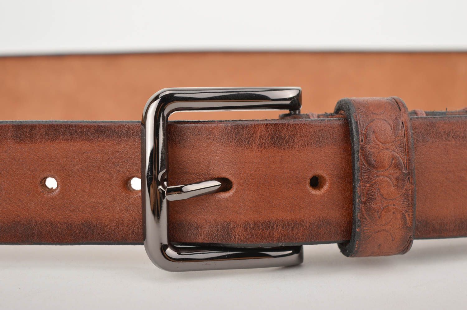 Beautiful handmade leather belt accessories for men leather goods gifts for him photo 2