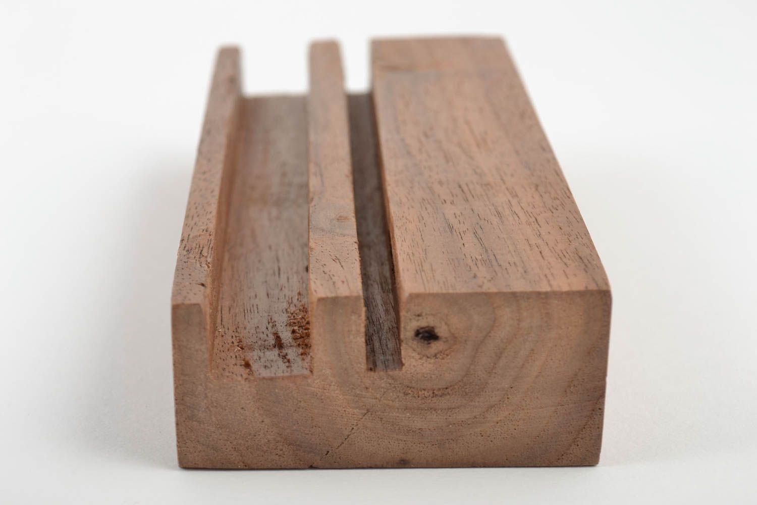 Sujetador para tablet ecológico de madera artesanal largo marrón estiloso foto 2