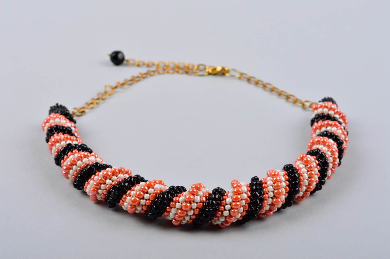 Handmade elegant necklace beaded cord necklace designer accessory for women photo 3