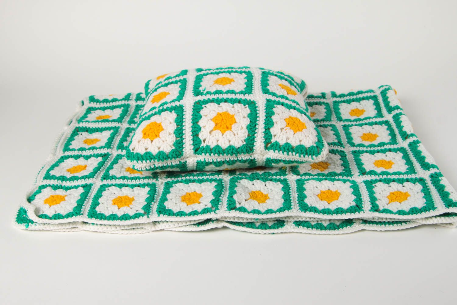 Handmade pillow designer plaid decorative set knitted pillowcase warm blanket photo 3