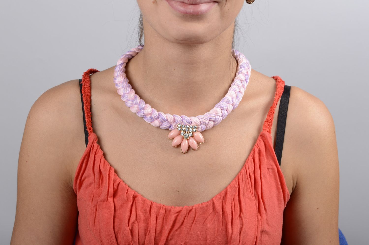 Halskette für Frauen handgemacht Designer Schmuck modisch Collier Stoff foto 4