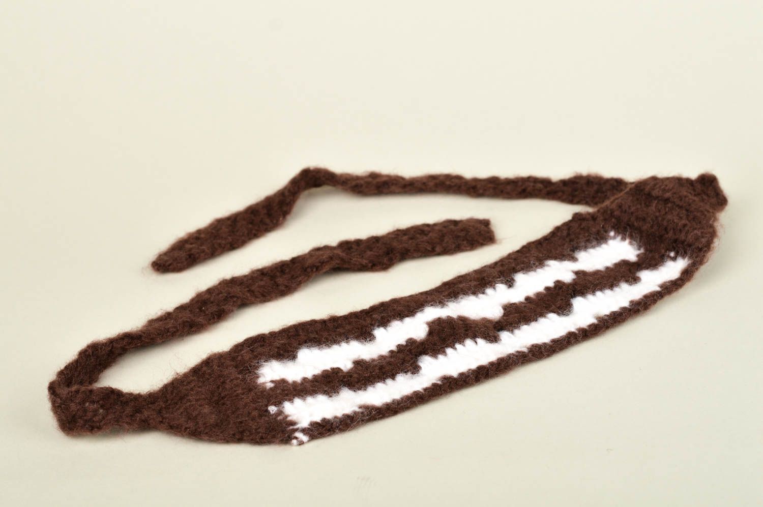 Handmade crocheted headband unusual brown headband cute stylish accessory photo 4