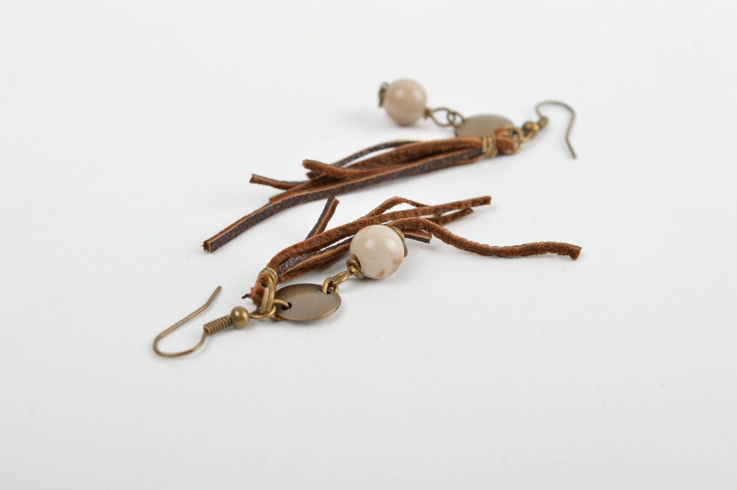 Handmade designer earrings unusual dangling earrings stylish accessory photo 4