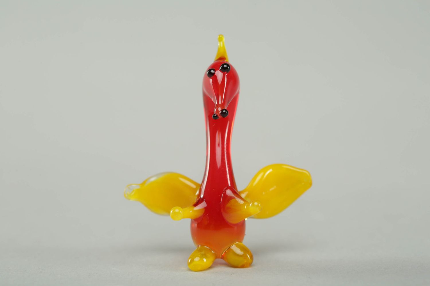 Figurine miniature en verre faite main Dragon rouge photo 2
