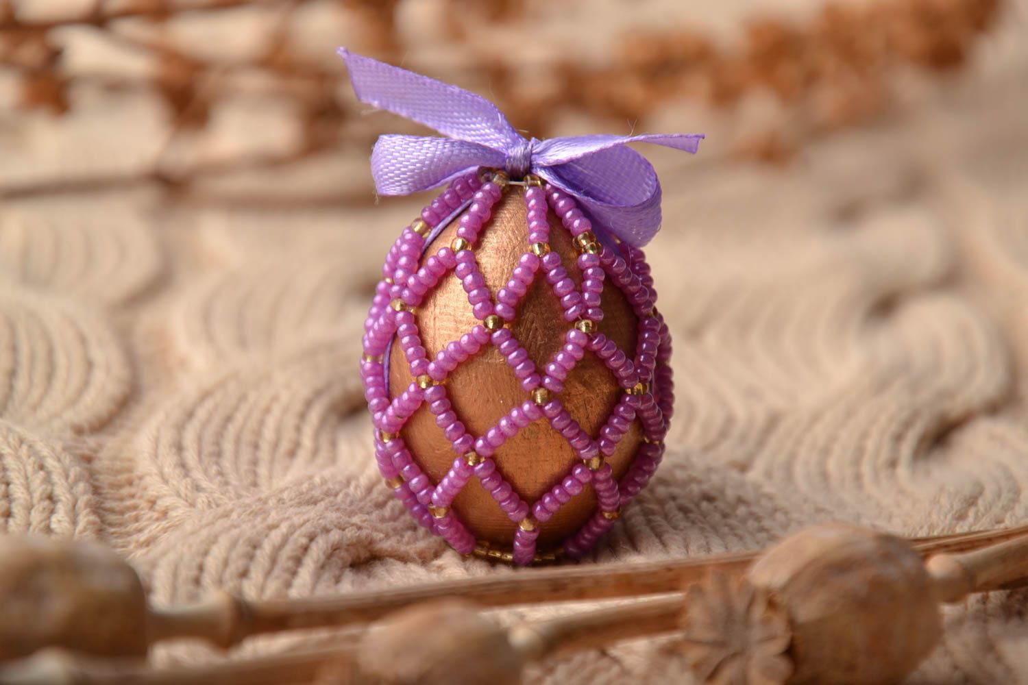Oeuf de Pâques fait main Déco Pâques en perles de rocaille Déco maison original photo 1