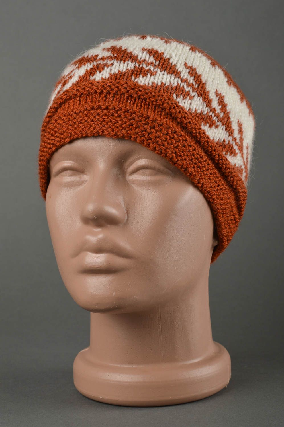 Bonnet tricot Chapeau au crochet fait main bicolore chaud Vêtement enfant photo 1