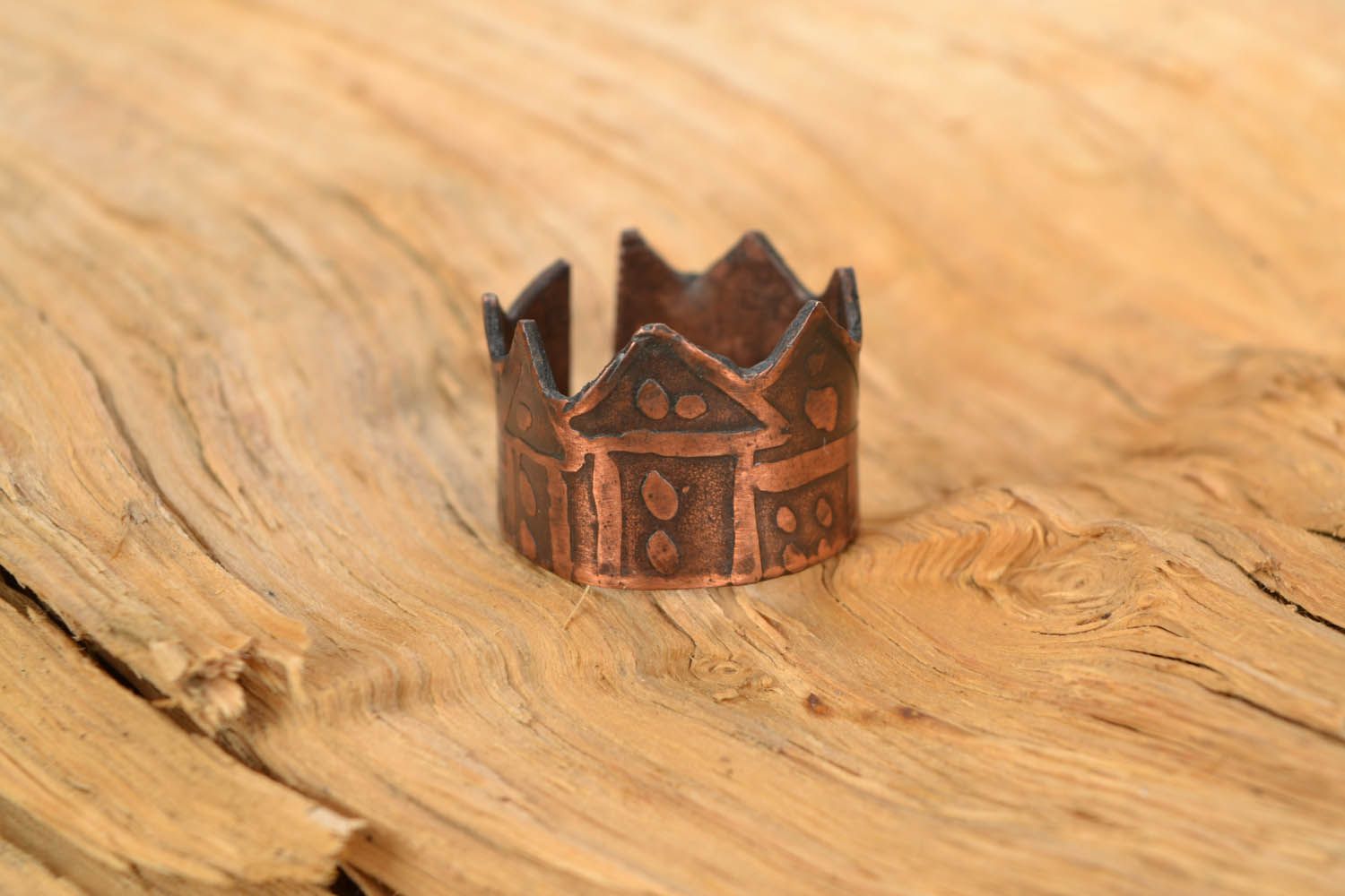 Открытое кольцо из латуни Сказочный домики фото 1