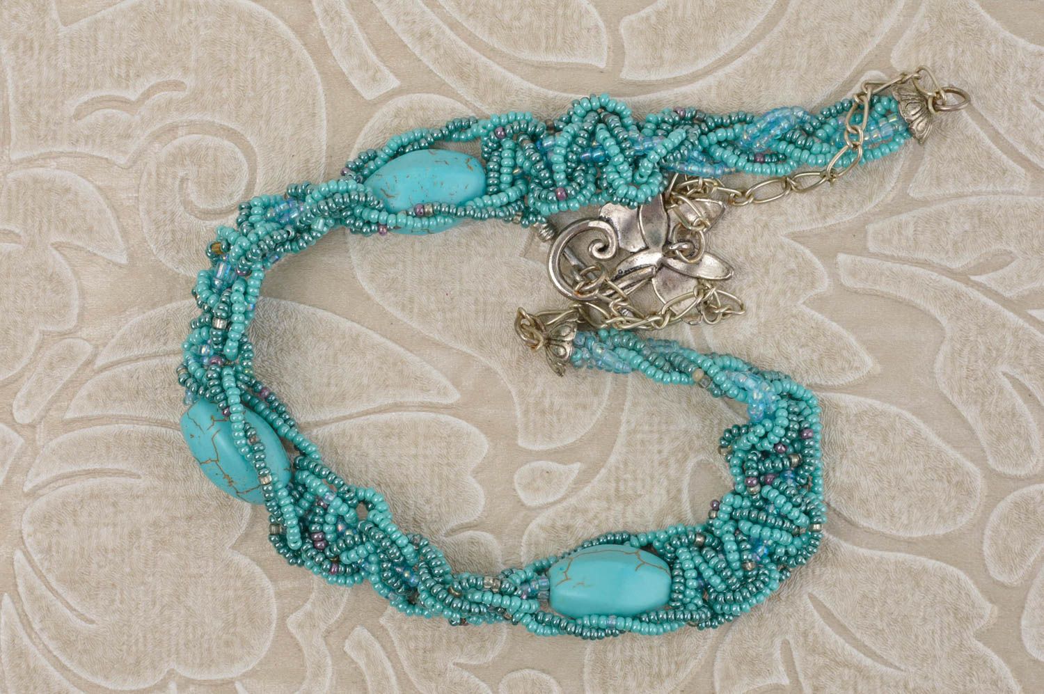 Blaue zarte grell Damen Halskette Halsschmuck für Damen Schmuck Collier handmade foto 1