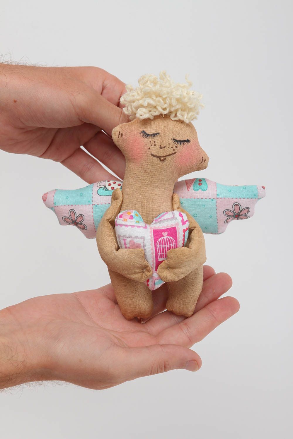 Игрушка ручной работы игрушка ангел из льна с ароматом кофе интересный подарок фото 5