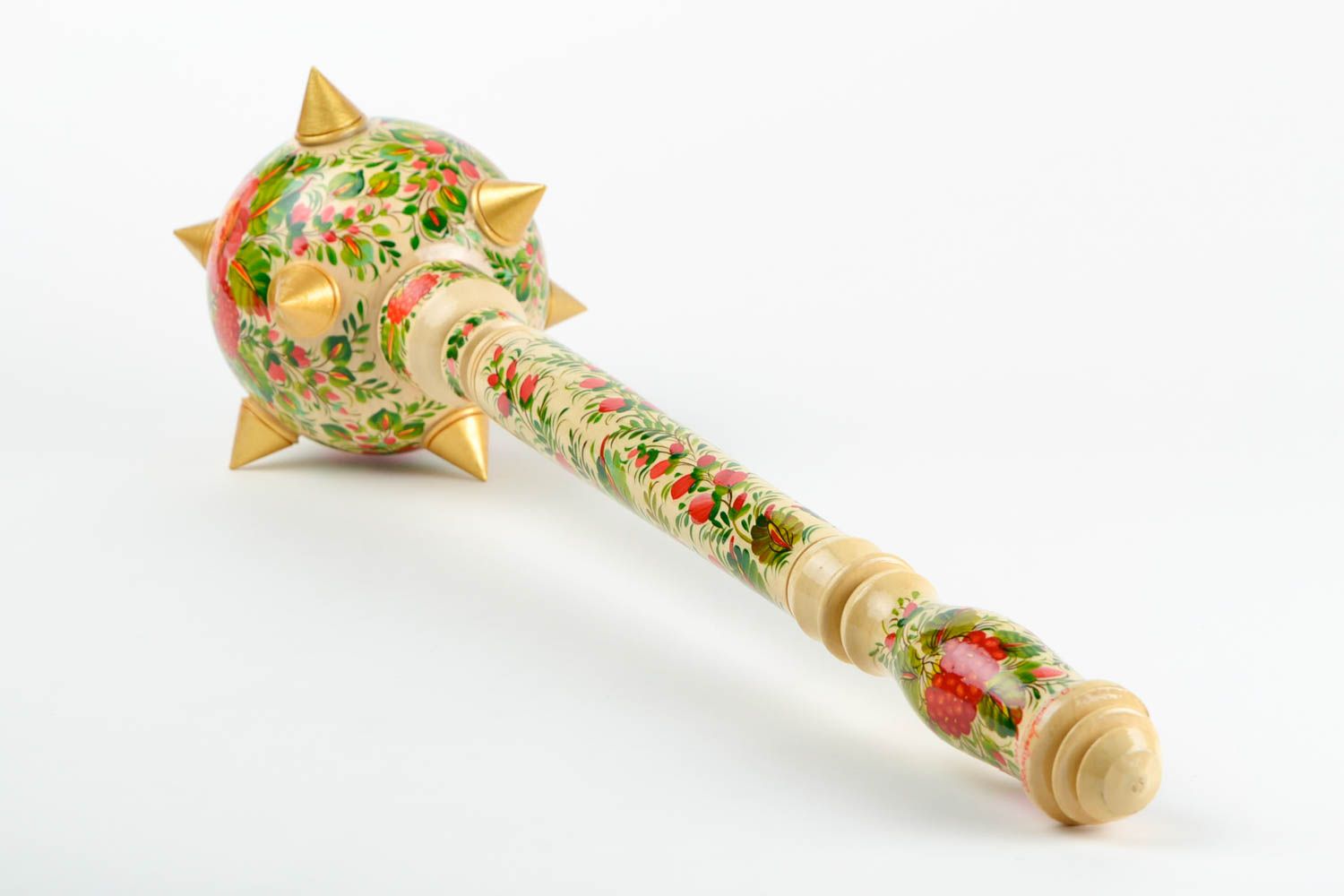 Wooden mace painted handmade folk weapon wooden weapon decorative use only photo 5