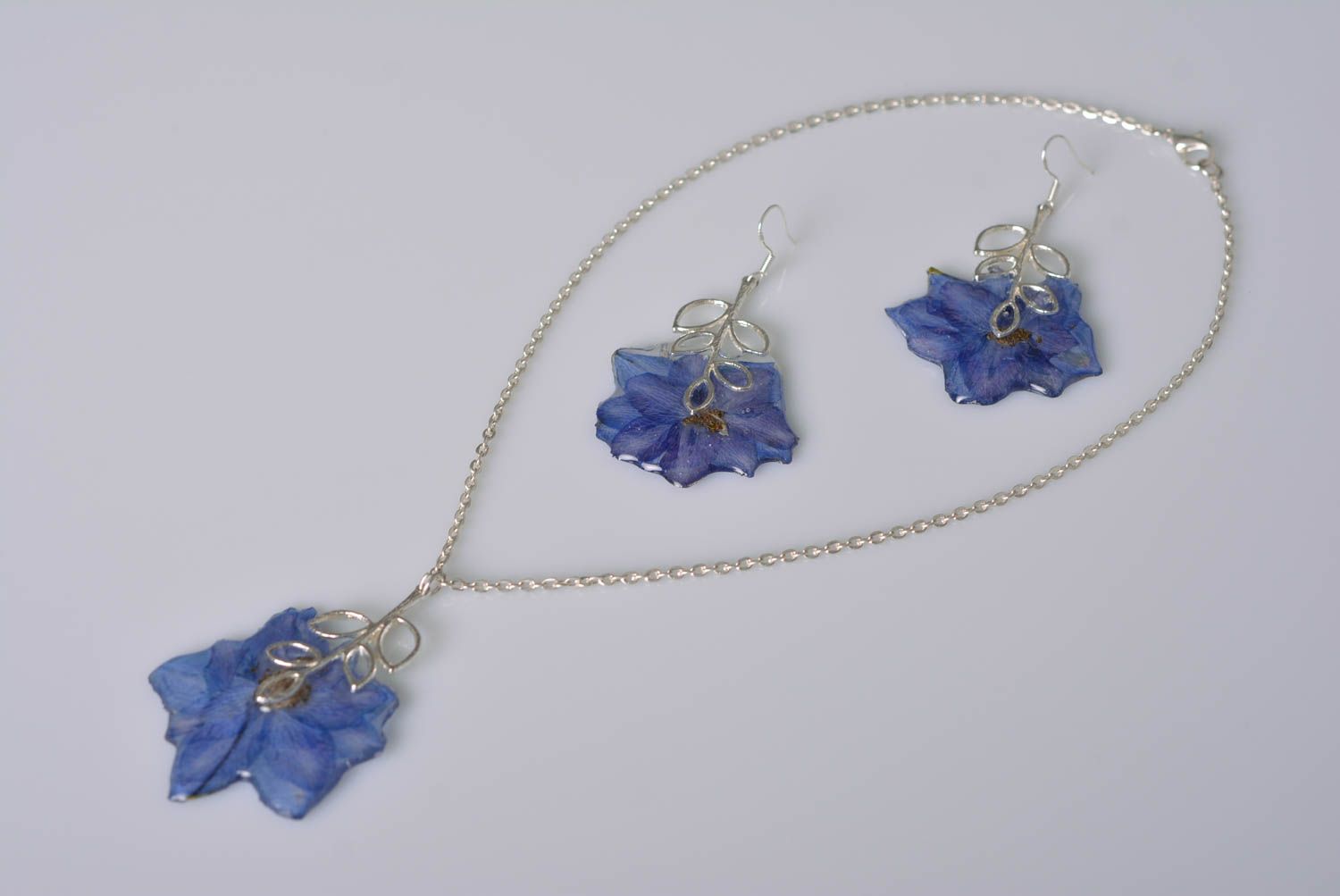 Homemade jewelry set designer necklace designer earrings botanic jewelry photo 1