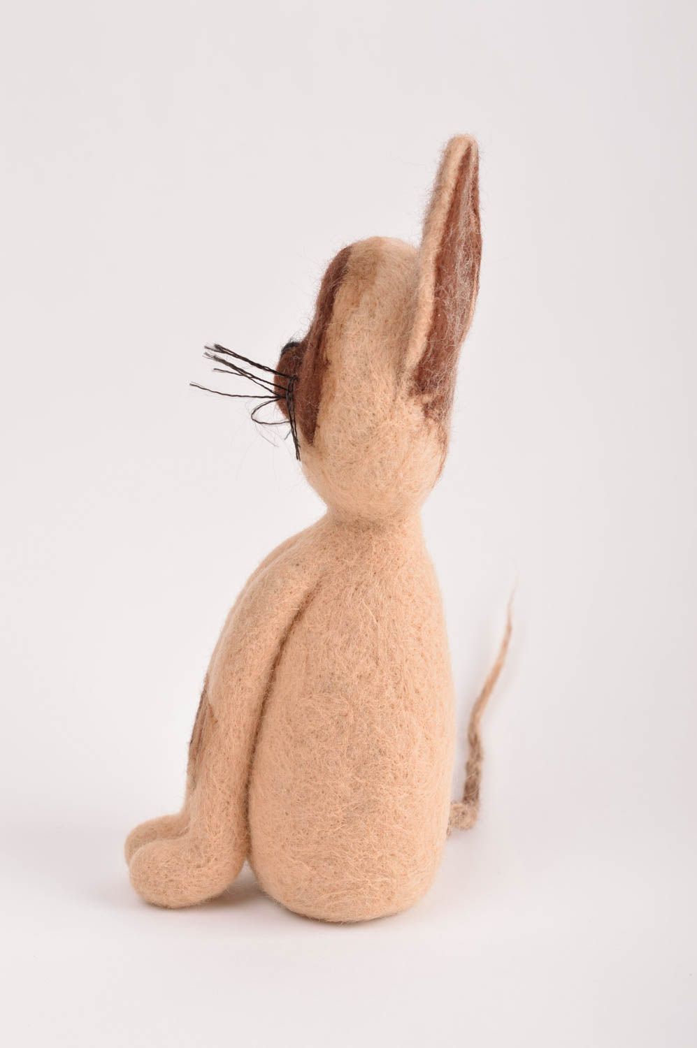 Gefilzte Figur handgefertigt Katze Spielzeug originelles Geschenk in Braun foto 3