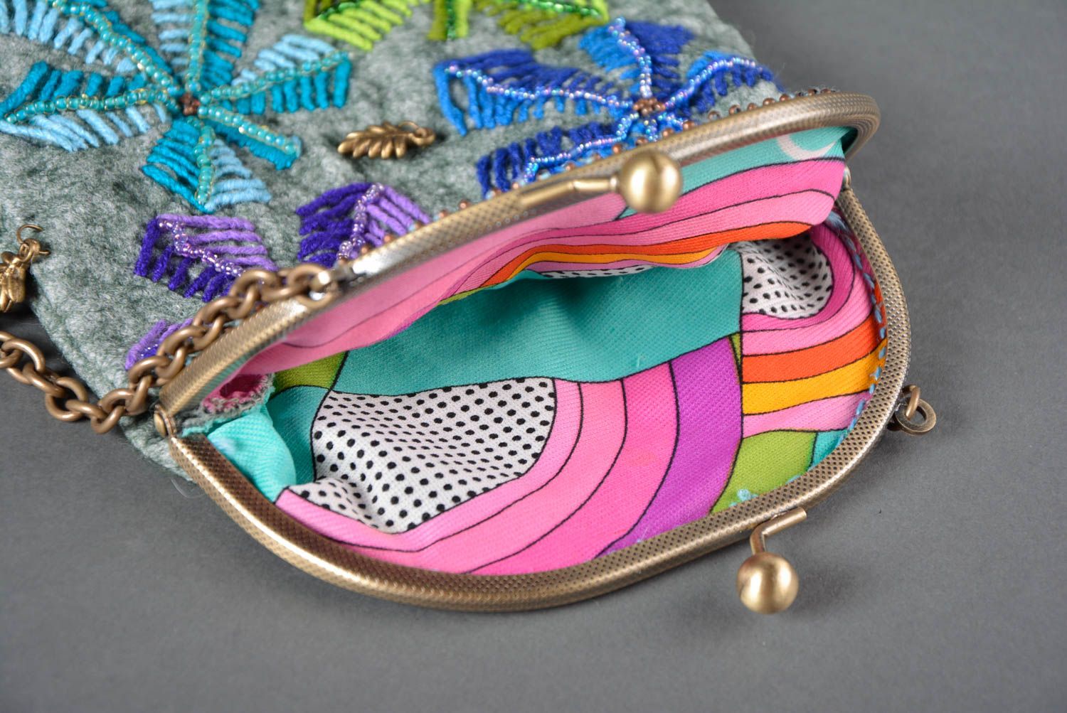 Handmade bag unusual handbag designer clutch for women gift ideas woolen bag photo 2