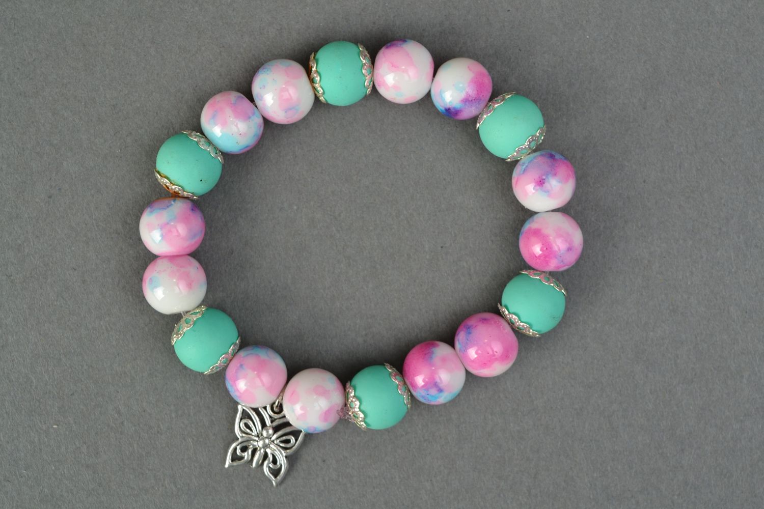 Bracelet en perles céramiques fait main  photo 2