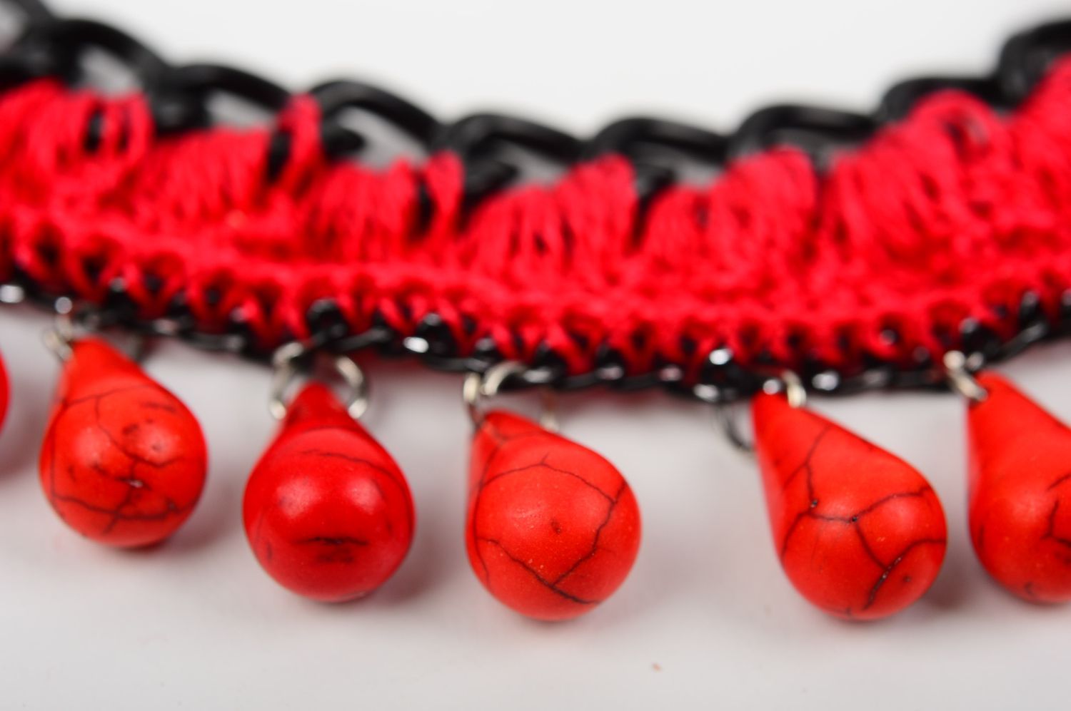Handmade beaded necklace designer textile accessory stylish necklace gift photo 3