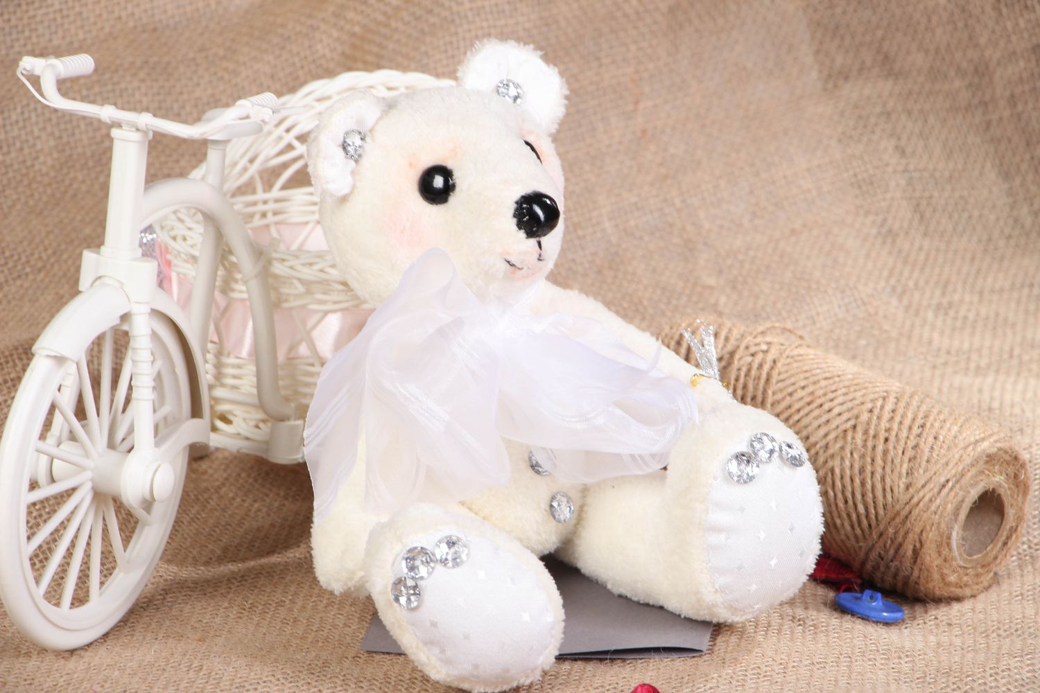 Handmade fabric soft toy Bear photo 5