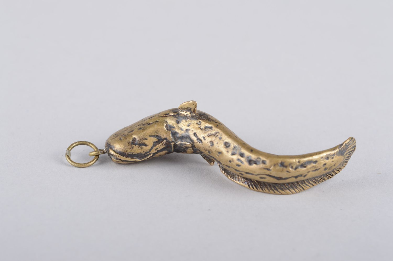 Handmade accessories bronze necklace metal pendant bronze catfish pendant  photo 2