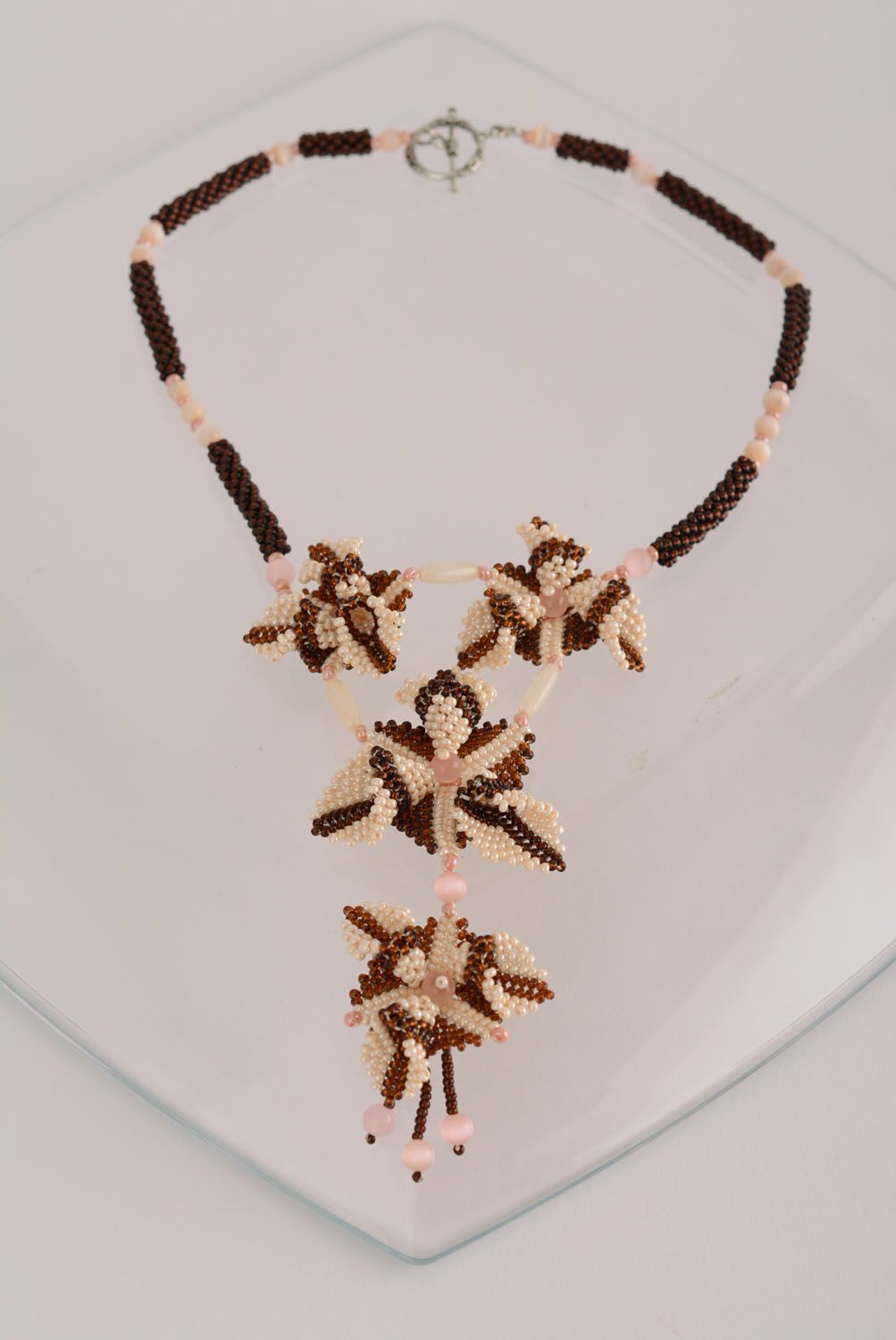 Collier de perles de rocaille fait main Trifolium photo 1