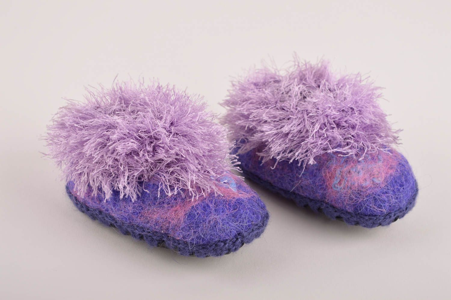 Handmade Baby Schuhe Geschenkidee für Baby Babyschuhe gefilzt für Haus lila foto 2