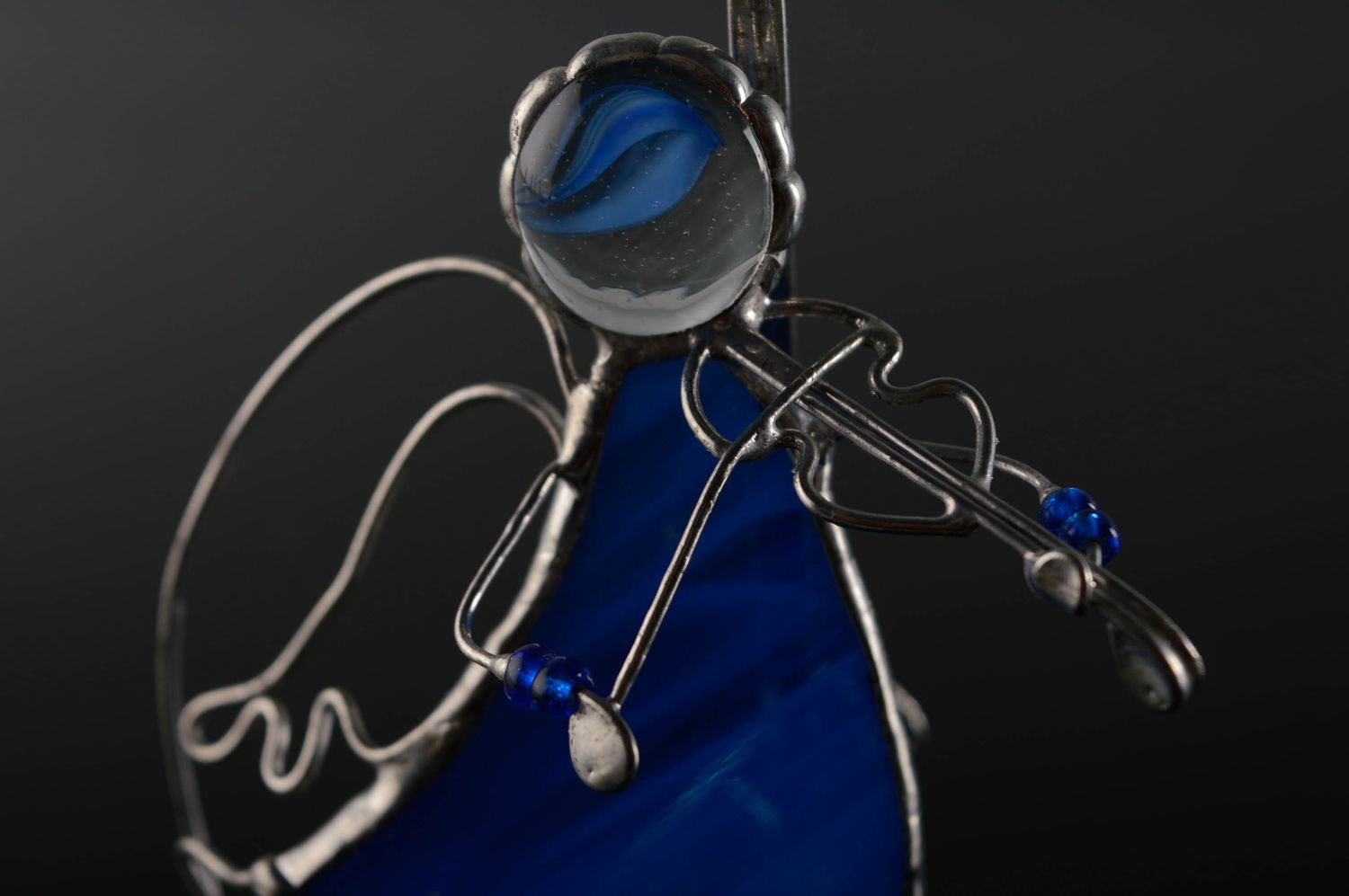 Ungewöhnliche Deko Figurine aus Glas Engel mit Geige foto 2